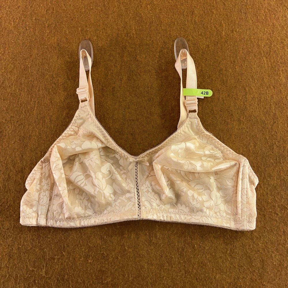 Bali Womens 42B Beige Double Support Lace Wirefree Bra 3372 NWT